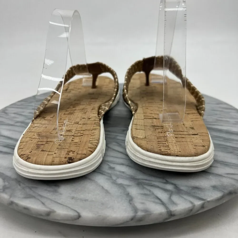 Pete Huntington Flip Flop Mens 10 Thong Sandals Woven Strap Cork Footbed New